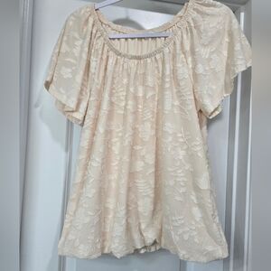 Maurices Cream Bubble Floral Blouse
